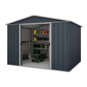 Abri de jardin métal gris Yardmaster 6,44 m² + kit d'ancrage