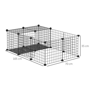 PawHut Recinto per Conigli e Porcellini d'India Modulabile con Accessori Montaggio, 105x70x35cm - Nero
