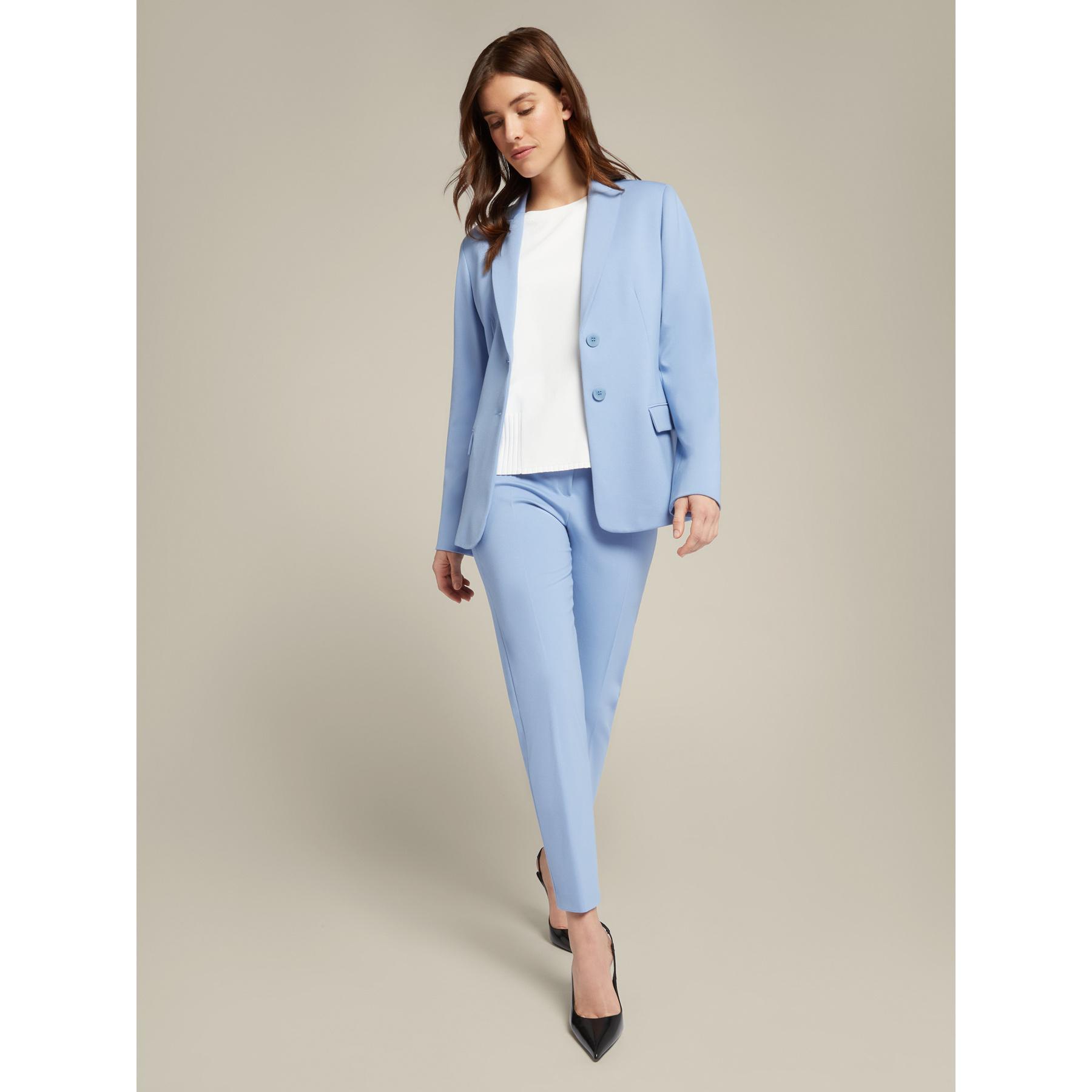 Elena Mirò - Blazer de punto milano con cuello de lanza - Light - blue