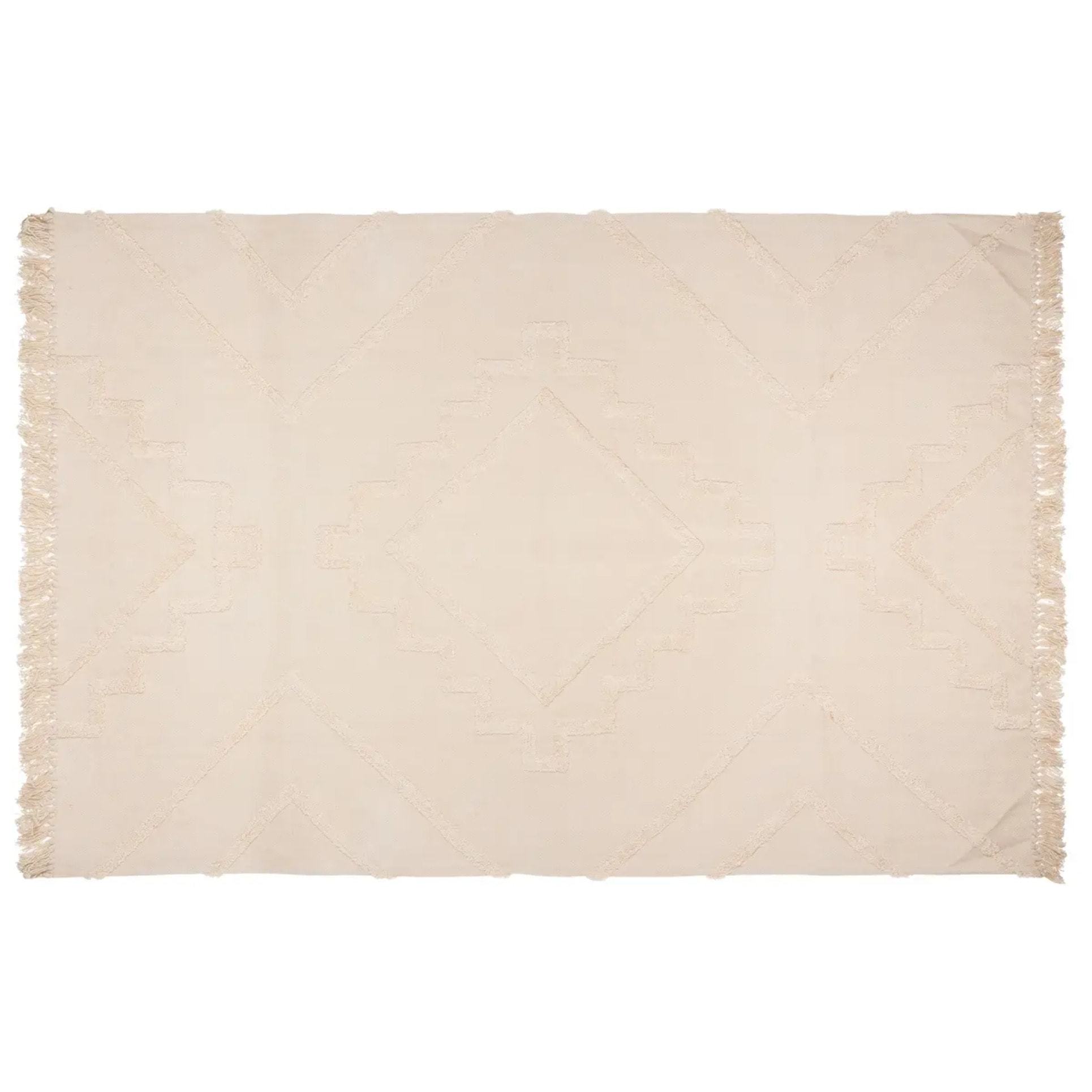 Tapis "Inca" coton tufté blanc ivoire 120x170cm