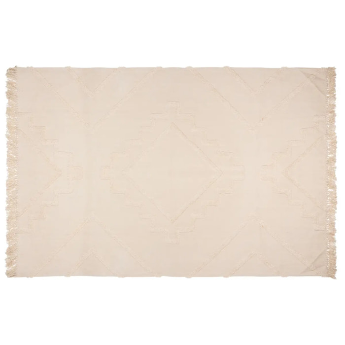 Tapis "Inca" coton tufté blanc ivoire 120x170cm