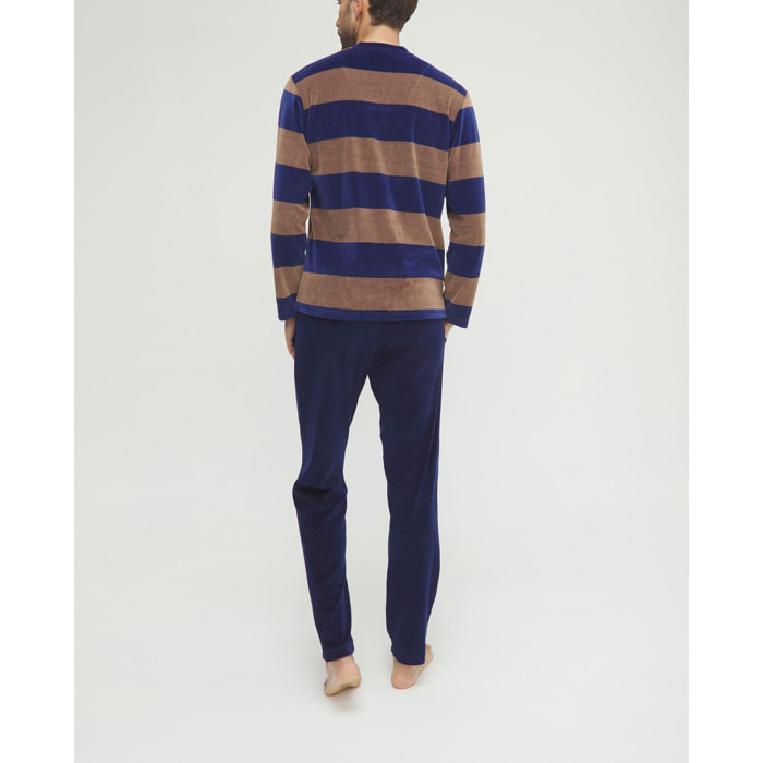 Pijama hombre terciopelo rayas