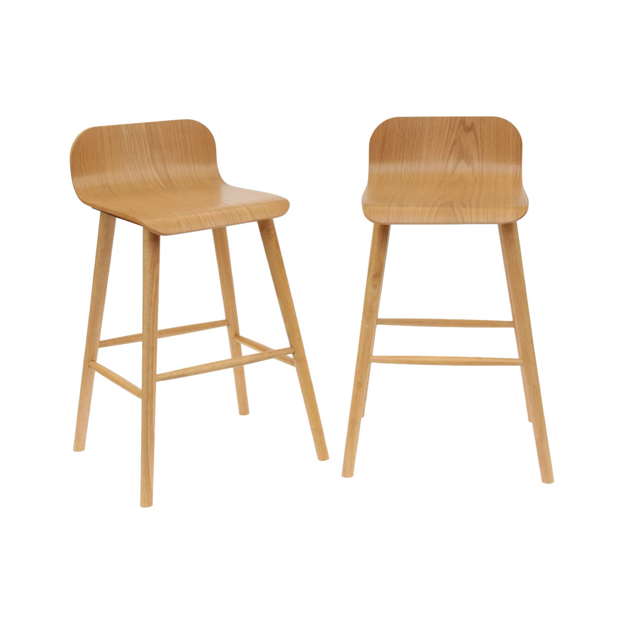 Tabouret de bar scandinave bois d'hévéa 67,5cm (lot de 2) CASSIA