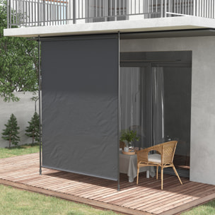 Toldo Vertical Exterior 200x305 cm, Pantalla de Privacidad Enrollable, Toldo Lateral Ajustable con Manivela, Protección UV 40+ e Impermeable, Sin Taladro, para Balcón, Jardín, Gris