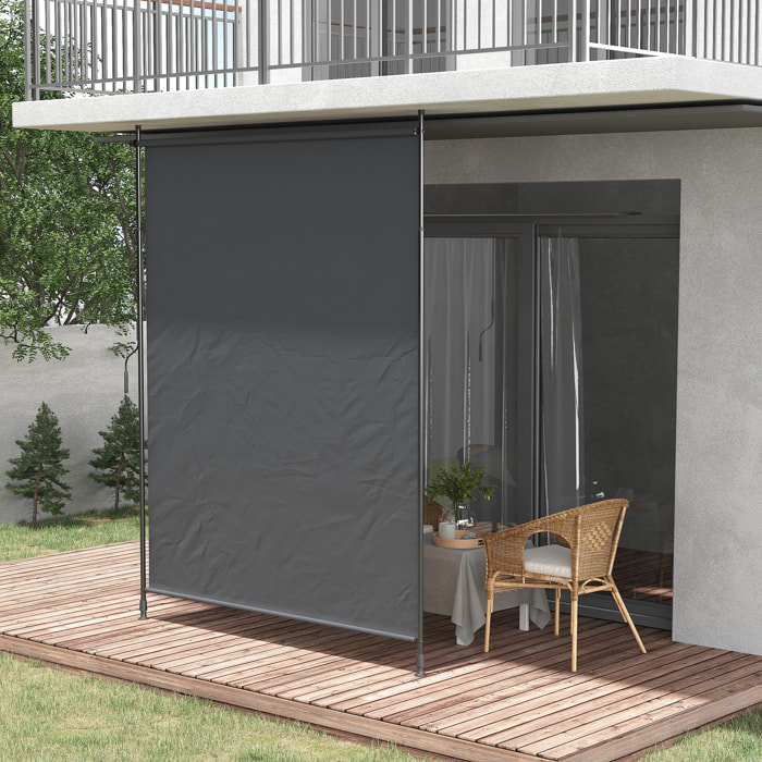 Toldo Vertical Exterior 200x305 cm, Pantalla de Privacidad Enrollable, Toldo Lateral Ajustable con Manivela, Protección UV 40+ e Impermeable, Sin Taladro, para Balcón, Jardín, Gris