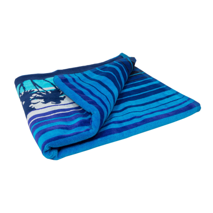 Telo Mare Spugna Jacquard Spiaggia Disegno Sunrise