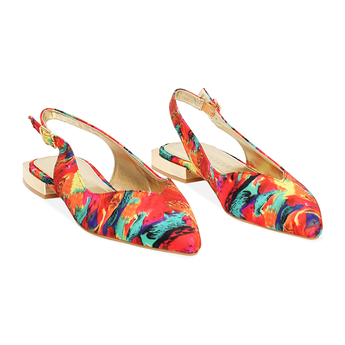 Bailarinas slingback de mujer multicolor en raso