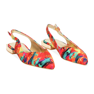 Bailarinas slingback de mujer multicolor en raso