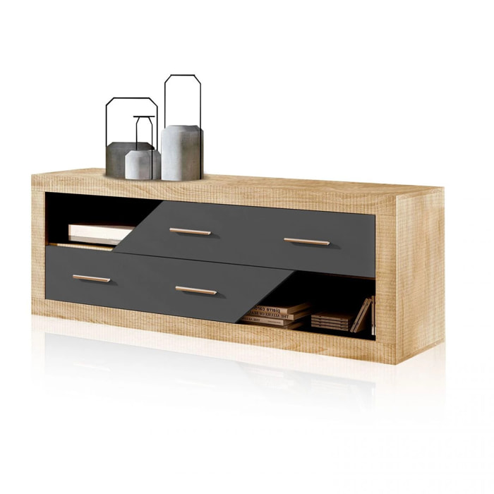 Módulo bajo Nuka 2 cajones Cambria - Grafito