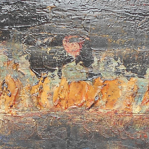 Affiche abstrait gris d'argent Affiche + cadre en bois - Noir