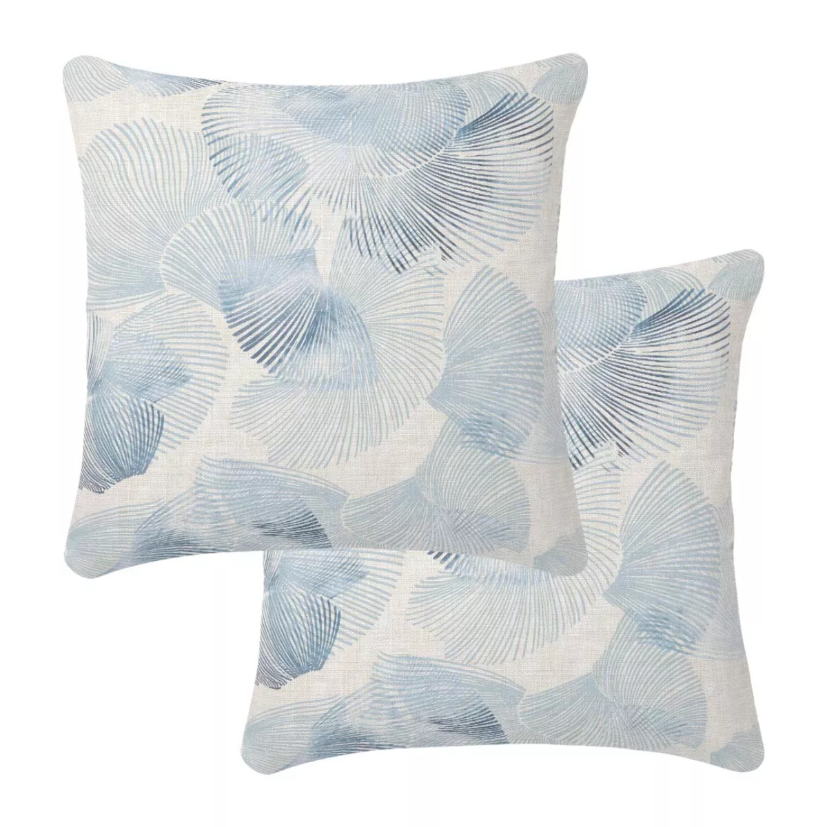 Taie d'oreiller lin & coton lavé 130 g/m² imprimé bleu beige Vagues indigo