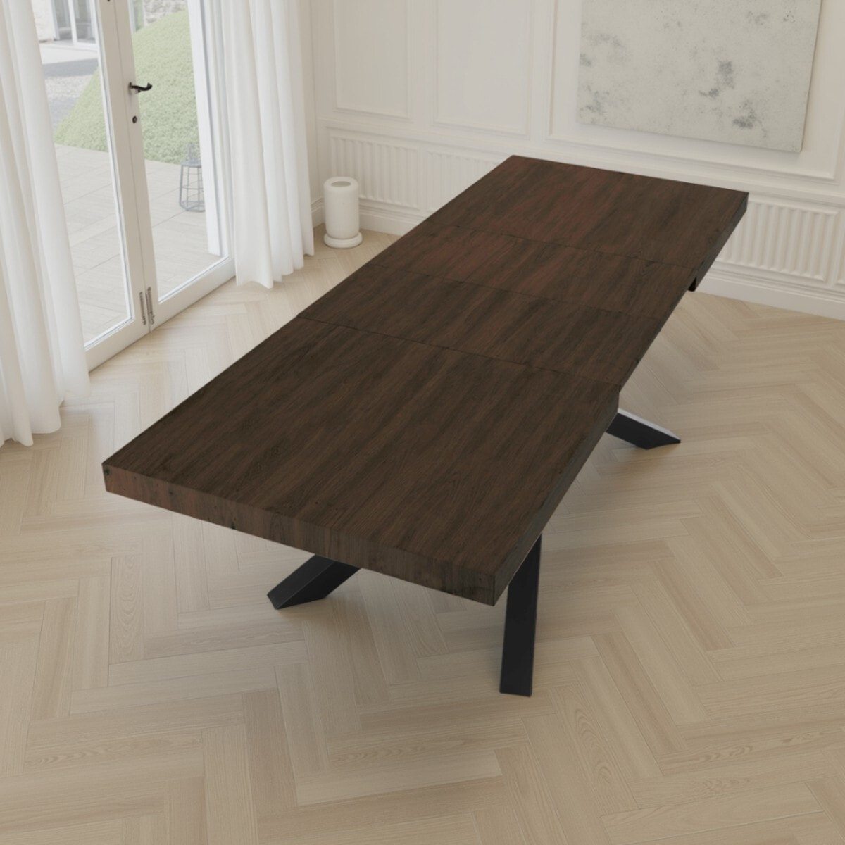 Table à manger extensible Tomasucci HELT, en MDF finition noyer, 90 × 160 × 75,5 cm