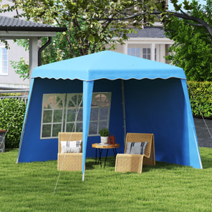 Carpa Plegable Pop-up 3x3 m Cenador Pabellón de Jardín con 2 Paredes Laterales Altura Ajustable y Bolsa de Transporte Protección UV50+ Impermeable Gazebo para Camping Fiestas Exterior Azul