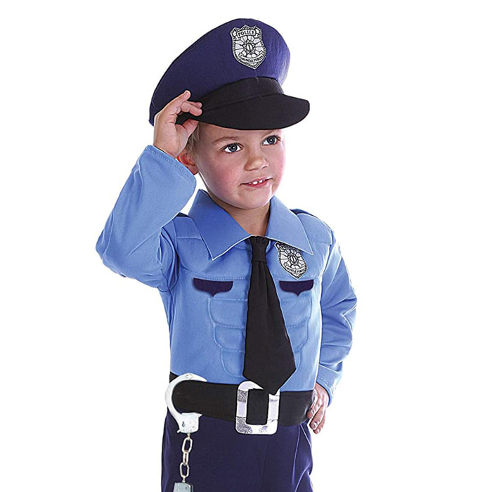 Costume Carnevale Travestimento Poliziotto Con Muscoli Bambino