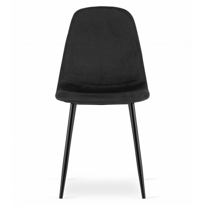 Sedia Como in velluto nero con gambe in metallo