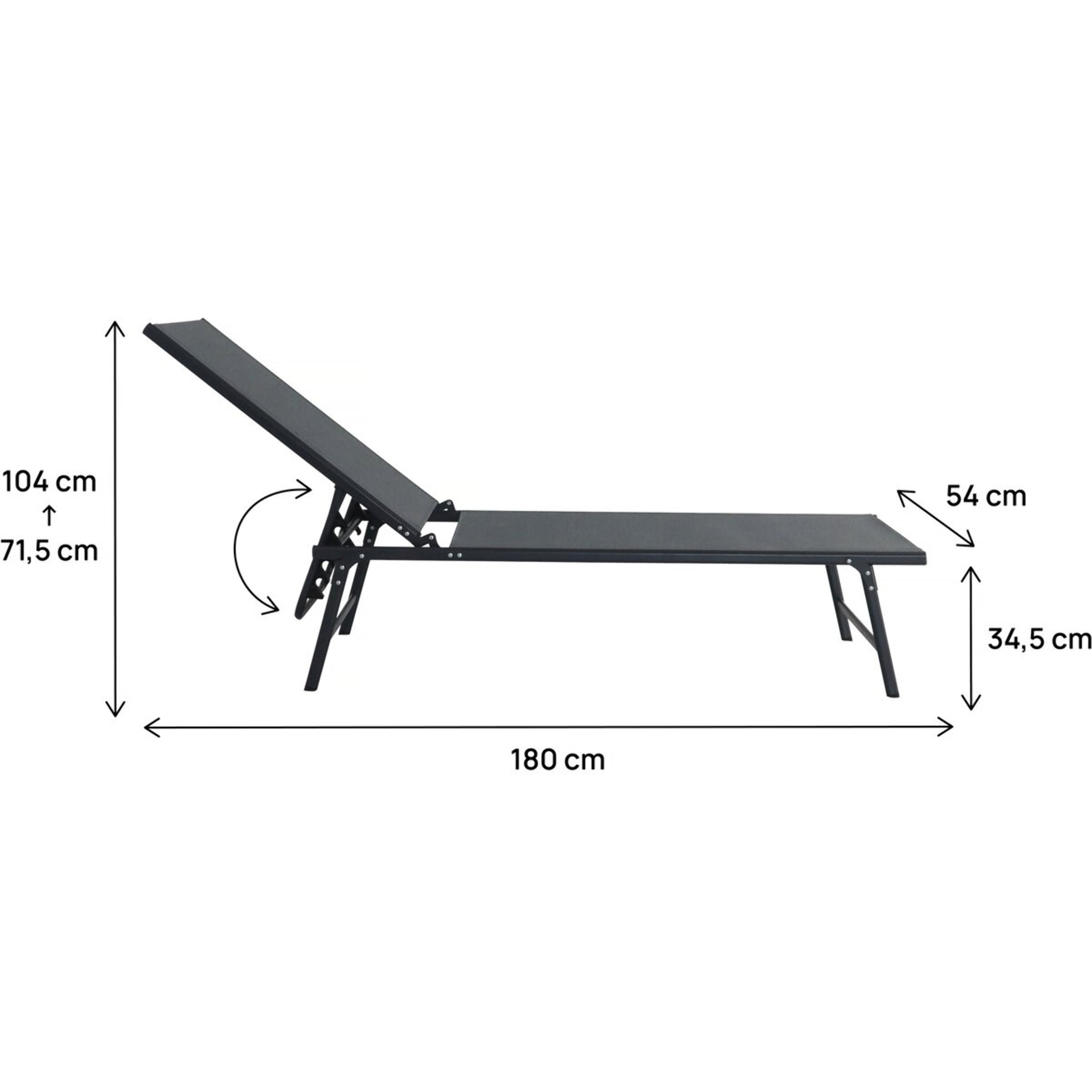 Lot de 2 bains de soleil en métal "Sublima" - 180 x 54 x 104 cm - Anthracite
