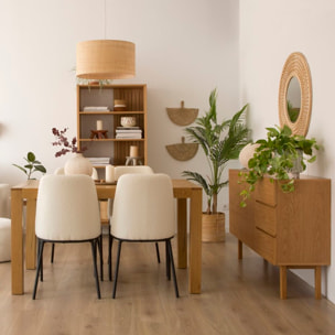 Table à manger extensible Gael -tableau en tôle naturelle de chêne-couleur chêne naturel 140 x 78 x 90 cm