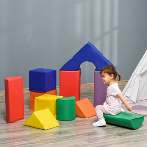 11 blocs de construction en mousse XXL - modules de motricité - jouets éducatifs - certifiés normes EN71-1-2-3 - mousse EPE revêtement PU multicolore