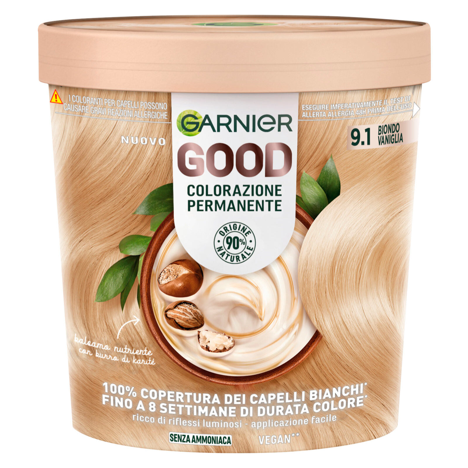 Tinta Capelli 9.1 Biondo Vaniglia Colorazione Permanente Good Senza Ammoniaca con Balsamo Nutriente