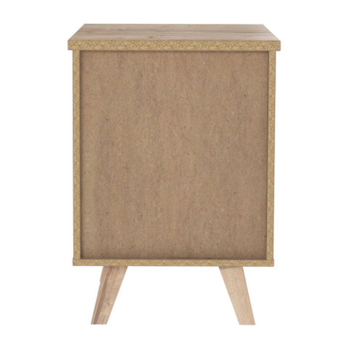Table de chevet 2 tiroirs bois effet chêne naturel et blanc mat - WANDA