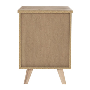 Table de chevet 2 tiroirs bois effet chêne naturel et blanc mat - WANDA