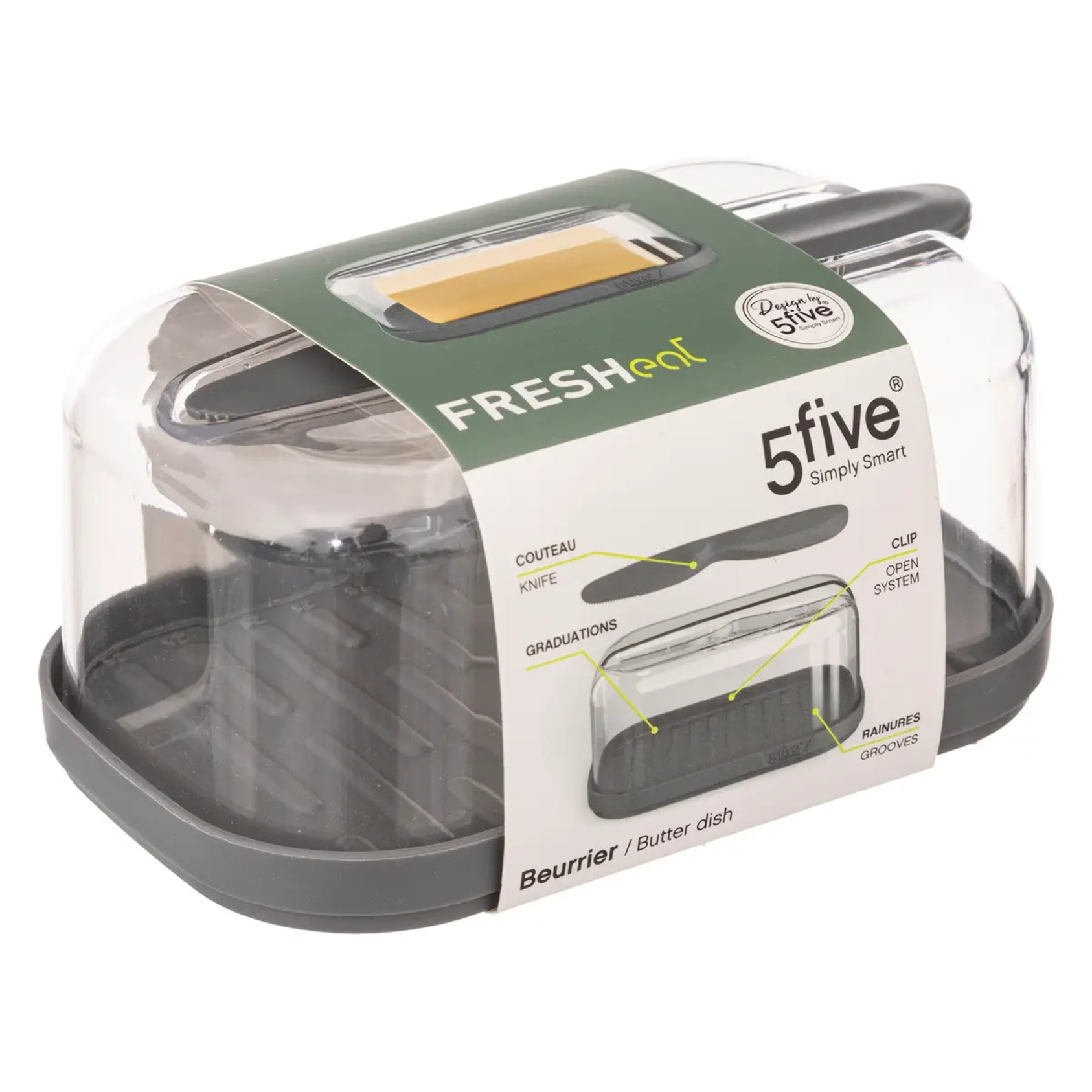 Beurrier avec couteau "Fresh Eat" gris