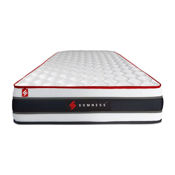 Matelas Ressorts ensachés et mémoire de forme - Confort ferme et accueil tonique - 22 d'épaisseur, 3 zones de confort - Soutien point par point - 1 place