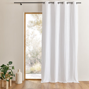 Rideau en gaze de coton tamisant à oeillets - Blanc