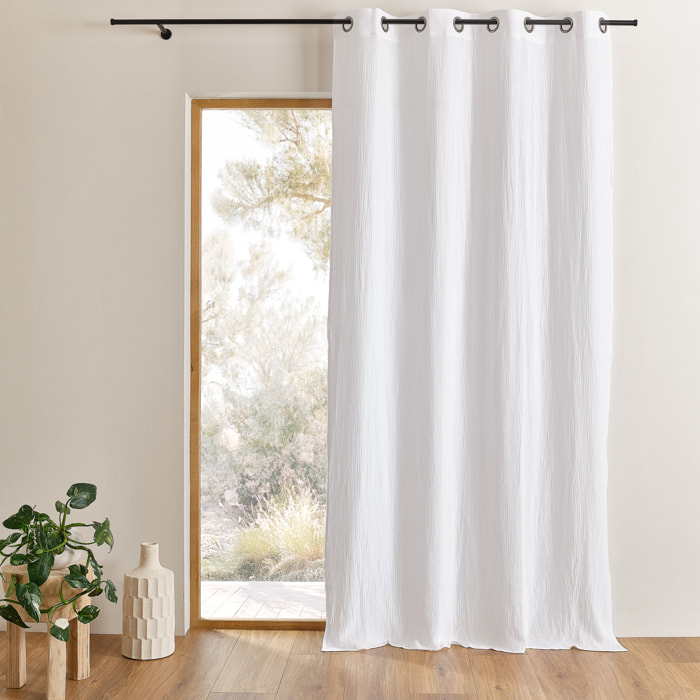 Rideau en gaze de coton tamisant à oeillets - Blanc