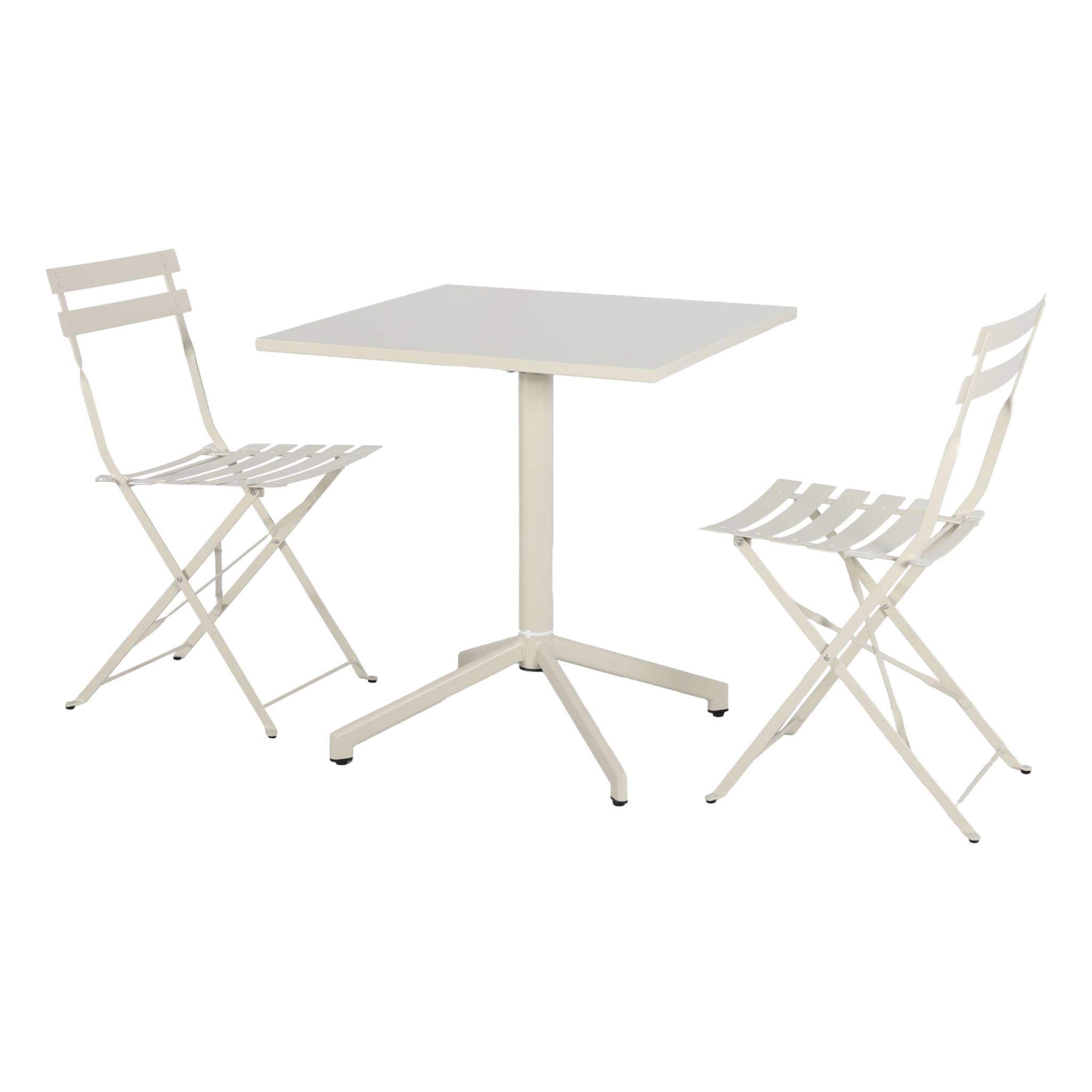 Table de jardin bistrot pliante métal + 2 assises EMILIA + CHIARA