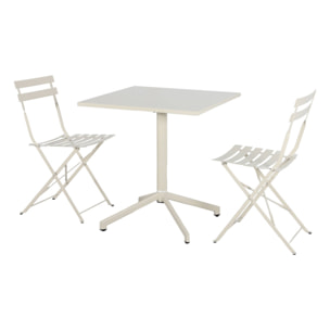 Table de jardin bistrot pliante métal + 2 assises EMILIA + CHIARA