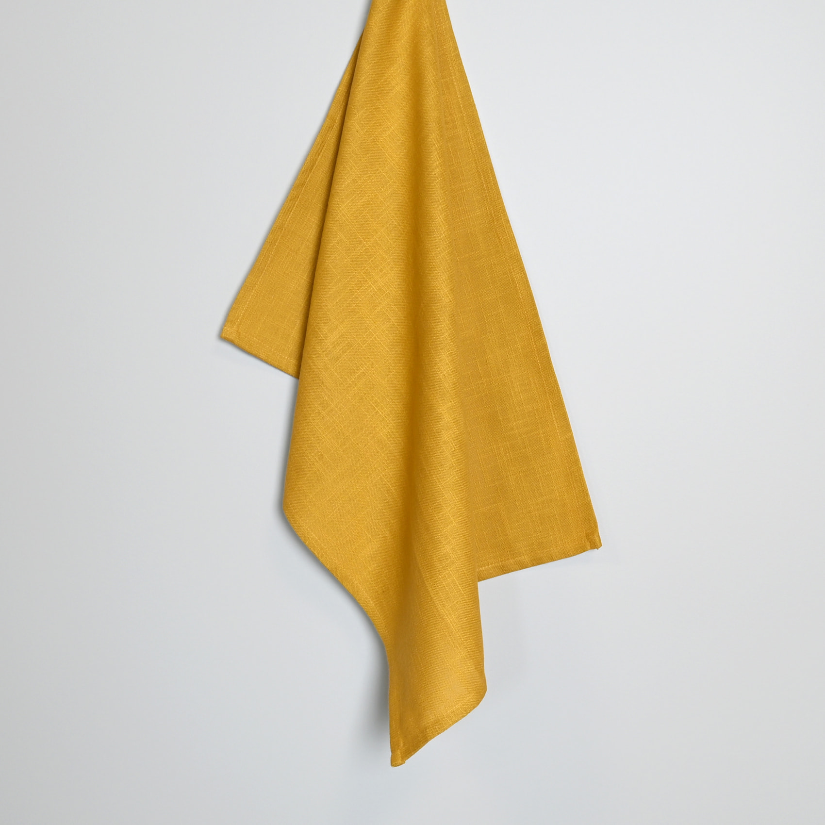 Torchon de cuisine en coton uni aspect tissé - Jaune Ocre