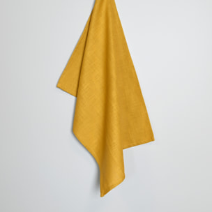 Torchon de cuisine en coton uni aspect tissé - Jaune Ocre
