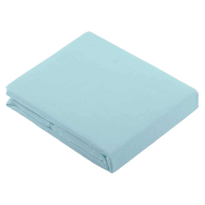 Drap Plat Uni en 100 % Coton - Bleu ciel