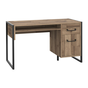 Petit bureau effet bois & métal noir 1 porte 1 tiroir L129cm - BUDDY