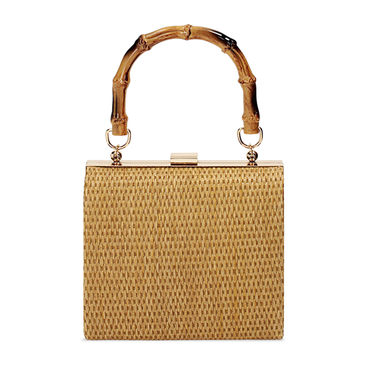 Mini bag donna camel in raffia