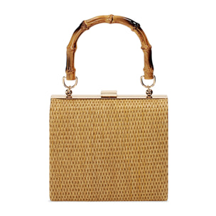 Mini bag donna camel in raffia