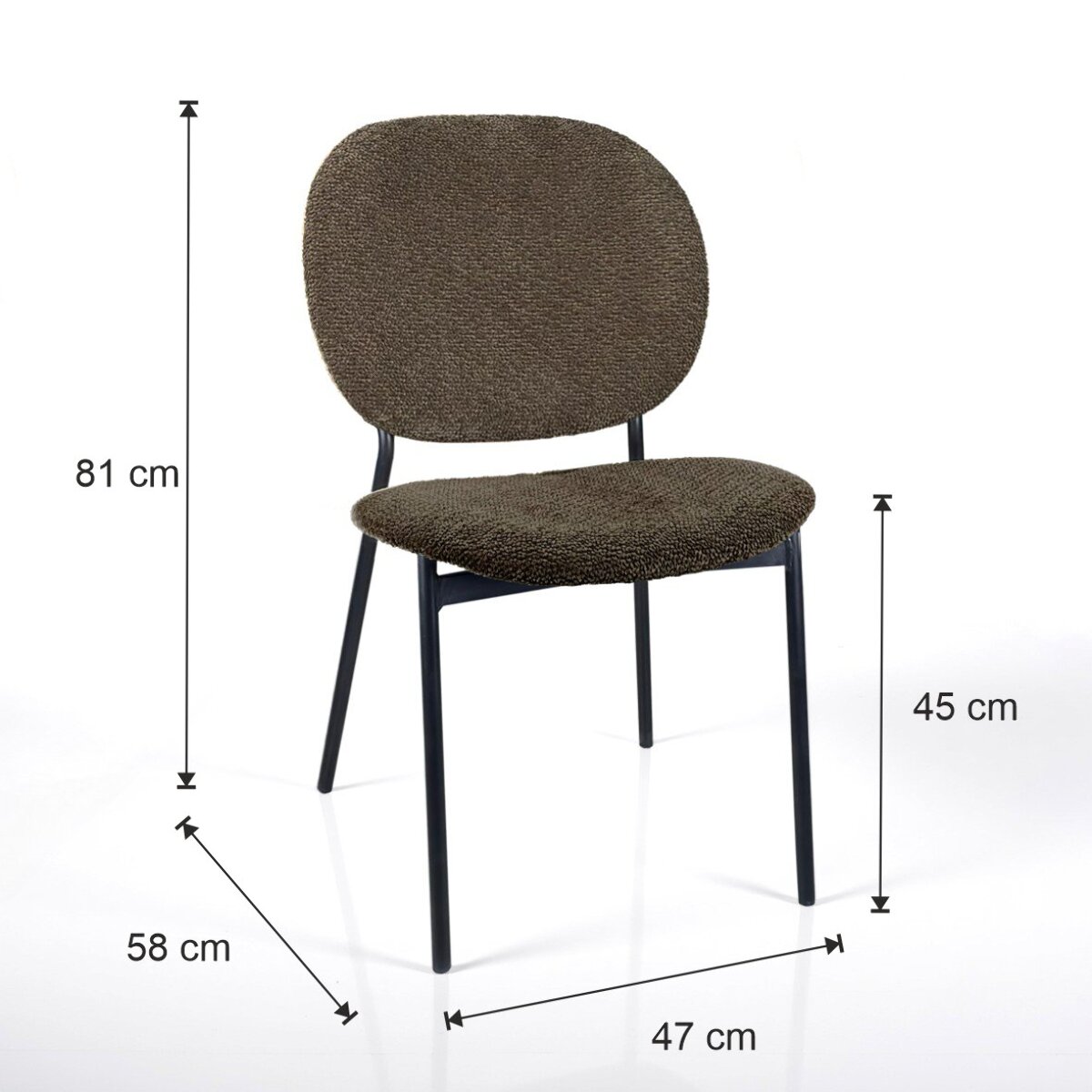 Lot de 2 chaises de salle à manger Tomasucci WERZA, en tissu, marron, 58 × 47 × 81 cm