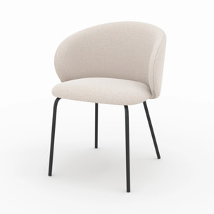 Lot de 2 chaises en tissu beige et pieds en métal noir - Victoria