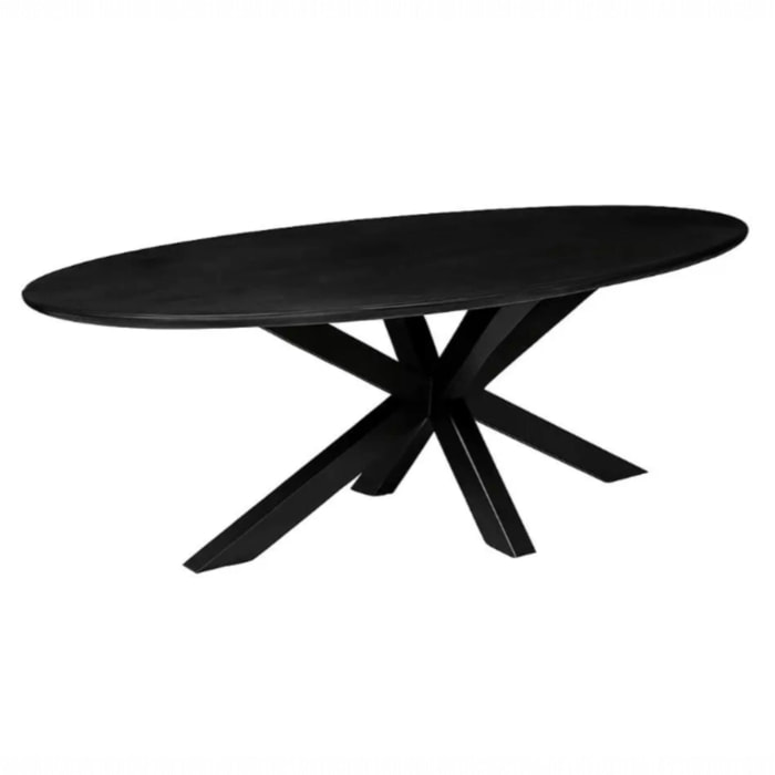Table à manger ovale noire en bois de manguier 160 cm ALVERA