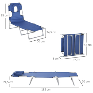 Tumbona Reclinable con Orificio de Lectura Reposacabezas Ajustable en 5 Niveles