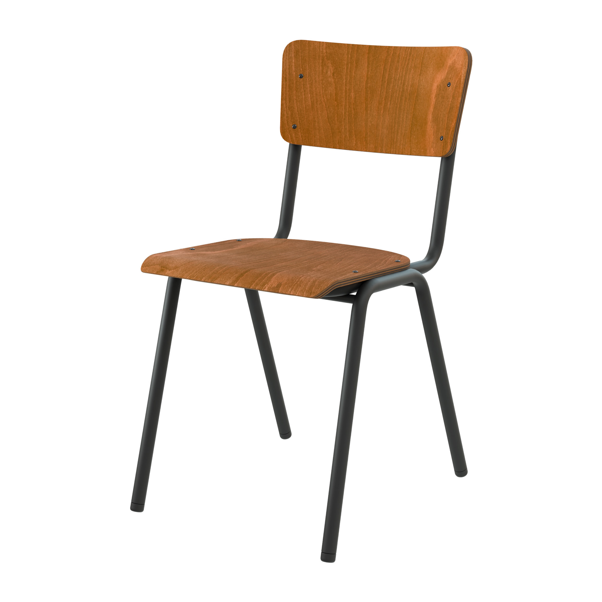 Lot de 2 chaises écolier empilables en bois foncé - Clem