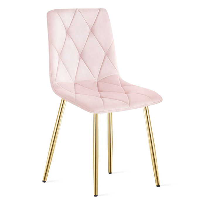 Sedia Libra in Velluto Rosa Chiaro con Gambe Oro