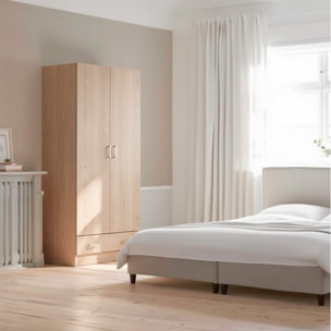 Armadio Con 2 Ante E 1 Cassetto Multiuso Armadietto Design Moderno Salvaspazio Con Ripiani Interni E Vano Contenitore 79.4 x 35.7 x 170.4 Cm Rovere