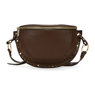 Riñonera marrón con tachuelas redondas