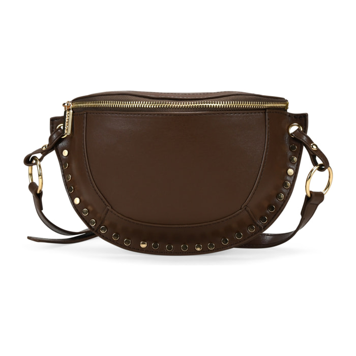 Riñonera marrón con tachuelas redondas