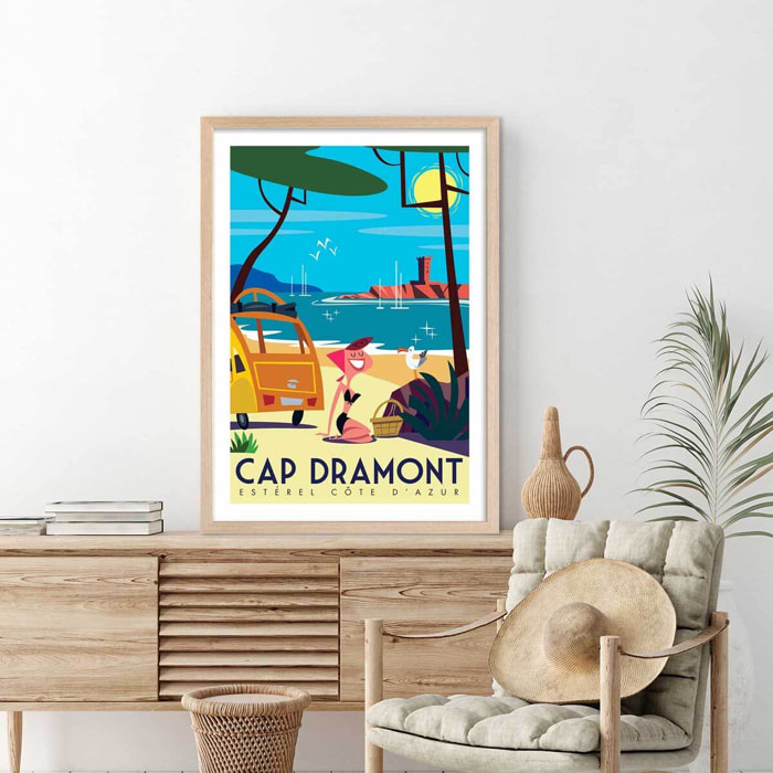 Poster de cap dramont Affiche + cadre en bois - Chêne