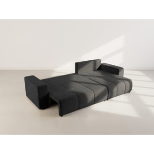 Nicole - Canapé d'angle réversible 5 places convertible avec coffre en tissu - Gris Anthracite