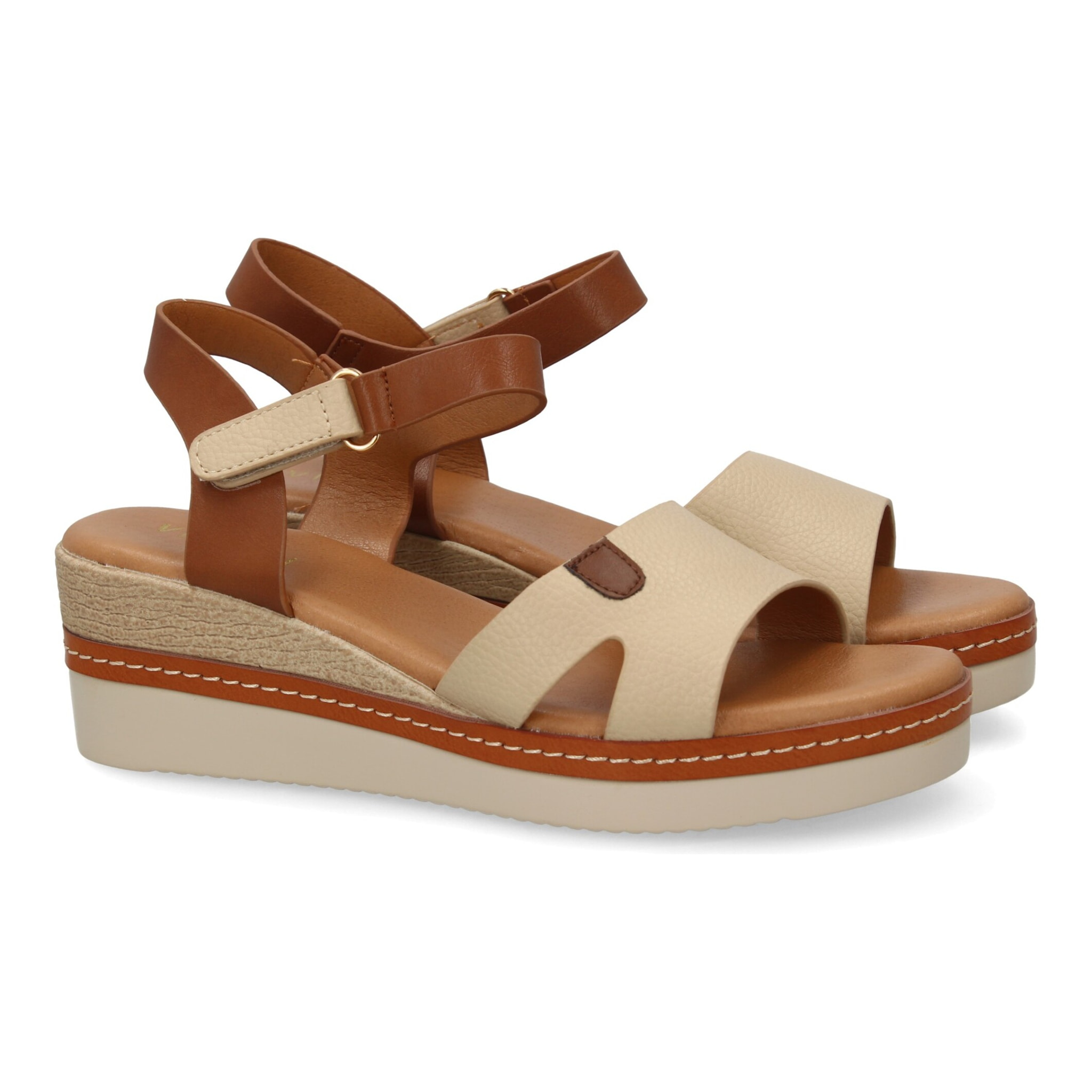 Sandalia cuña mujer elegante verano, cierre autoaderente.