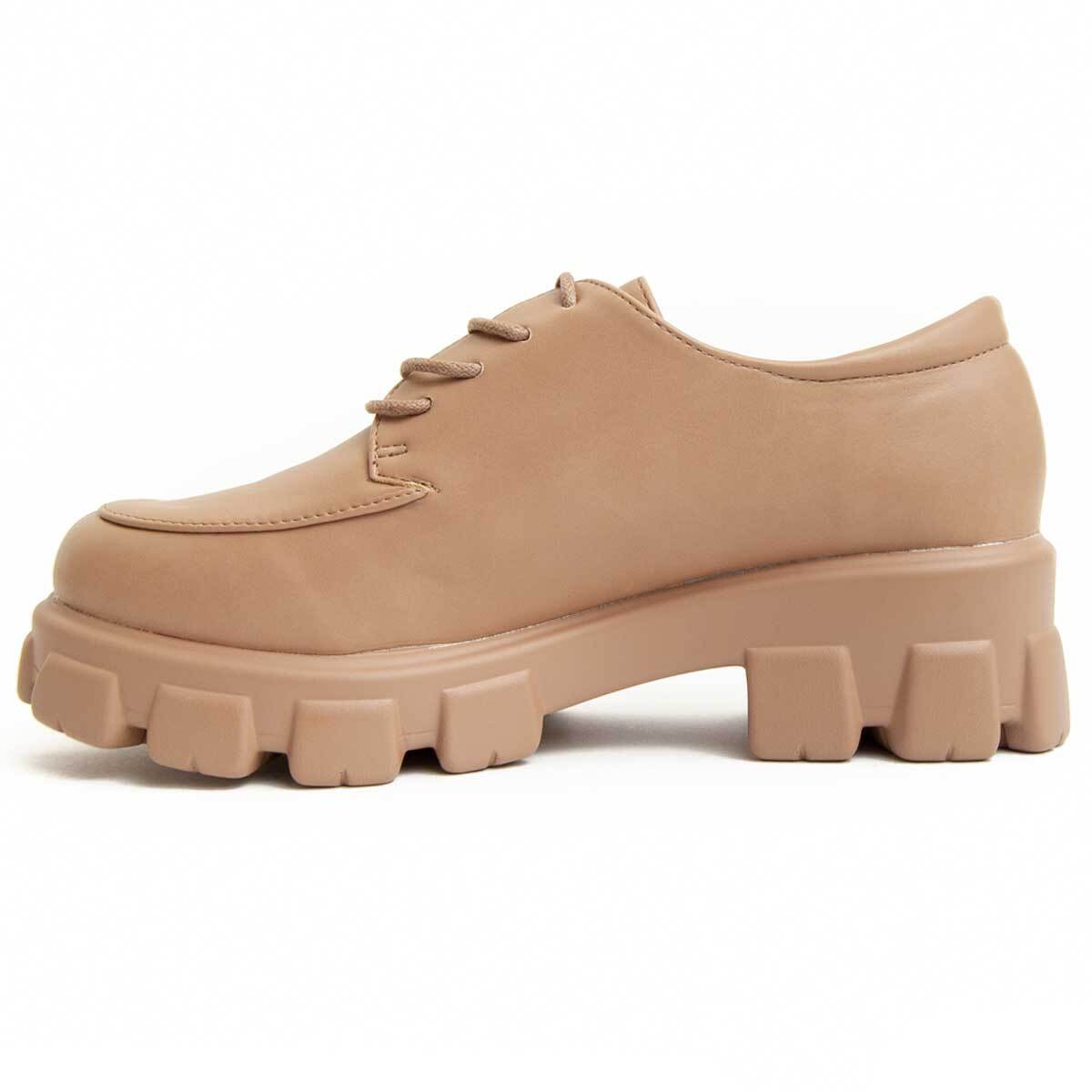 Zapato De Plataforma Oxford - Beige - Altura: 5 Cm